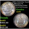 Image 1 : 1880-s Colorfully Toned Morgan Dollar $1 Grades GEM Unc