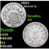 Image 1 : 1882 Shield Nickel 5c Grades f+