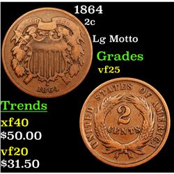 1864 Two Cent Piece 2c Grades vf+