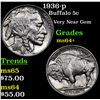 Image 1 : 1936-p Buffalo Nickel 5c Grades Choice+ Unc
