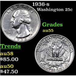 1936-s Washington Quarter 25c Grades Choice AU