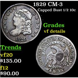 1829 CM-3 Capped Bust Half Dime 1/2 10c Grades vf details