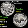 Image 1 : 1938-d Buffalo Nickel 5c Grades GEM+ Unc