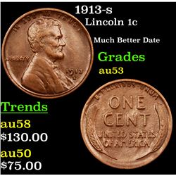 1913-s Lincoln Cent 1c Grades Select AU