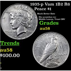 1935-p Vam 1B2 R6 Peace Dollar $1 Grades Choice AU/BU Slider