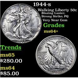 1944-s Walking Liberty Half Dollar 50c Grades Choice+ Unc