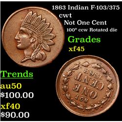 1863 Indian F-103/375 Civil War Token 1c Grades xf+