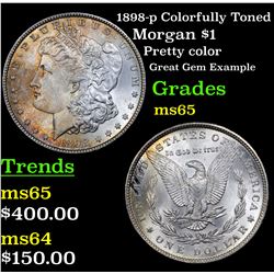 1898-p Colorfully Toned Morgan Dollar $1 Grades GEM Unc