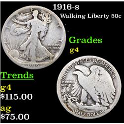 1916-s Walking Liberty Half Dollar 50c Grades g, good