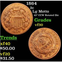 1864 Two Cent Piece 2c Grades vf++