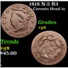 Image 1 : 1818 N-5 R3 Coronet Head Large Cent 1c Grades vg, very good