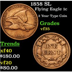 1858 SL Flying Eagle Cent 1c Grades vf++