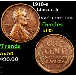 1918-s Lincoln Cent 1c Grades xf+