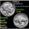 Image 1 : 1936-p Buffalo Nickel 5c Grades GEM Unc