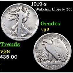 1919-s Walking Liberty Half Dollar 50c Grades vg, very good