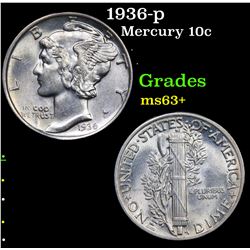 1936-p Mercury Dime 10c Grades Select+ Unc