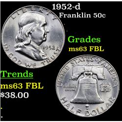 1952-d Franklin Half Dollar 50c Grades Select Unc FBL