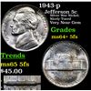 Image 1 : 1943-p Jefferson Nickel 5c Grades Choice Unc+ 5fs