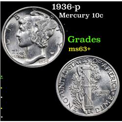 1936-p Mercury Dime 10c Grades Select+ Unc