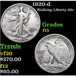 1920-d Walking Liberty Half Dollar 50c Grades f+