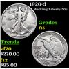 Image 1 : 1920-d Walking Liberty Half Dollar 50c Grades f+