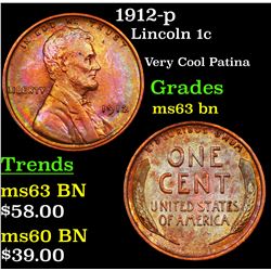 1912-p Lincoln Cent 1c Grades Select Unc BN