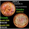Image 1 : 1912-p Lincoln Cent 1c Grades Select Unc BN
