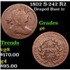 Image 1 : 1802 S-242 R2 Draped Bust Large Cent 1c Grades g+