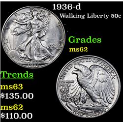 1936-d Walking Liberty Half Dollar 50c Grades Select Unc