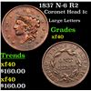 Image 1 : 1837 N-6 R2 Coronet Head Large Cent 1c Grades xf