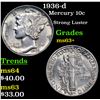 Image 1 : 1936-d Mercury Dime 10c Grades Select+ Unc