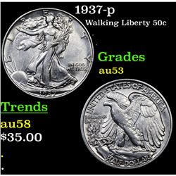 1937-p Walking Liberty Half Dollar 50c Grades Select AU