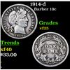 Image 1 : 1914-d Barber Dime 10c Grades vf+