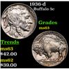 Image 1 : 1936-d Buffalo Nickel 5c Grades Select Unc