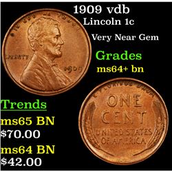 1909 vdb Lincoln Cent 1c Grades Choice+ Unc BN