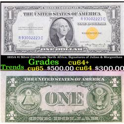 1935A $1 Silver Certificate North Africa, Signatures of Julian & Morgenthau Grades Choice CU+