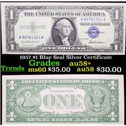 1957 $1 Blue Seal Silver Certificate Grades Choice AU/BU Slider+