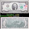 Image 1 : 1976 $2 Federal Reserve Note 1st Day of Issue, with Stamp Grades Gem++ CU