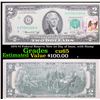 Image 1 : 1976 $2 Federal Reserve Note 1st Day of Issue, with Stamp Grades Gem CU