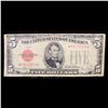 Image 2 : **Star Note** 1928F $5 Red Seal United States Note Fr-1531Wi Wide I Star Grades vf+