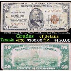 1929 $50 National Currency 'The Federal Reserve Banj Of San Francisco, CA) Grades vf details