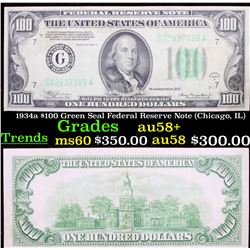 1934a $100 Green Seal Federal Reserve Note (Chicago, IL) Grades Choice AU/BU Slider+