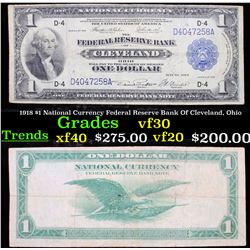 1918 $1 National Currency Federal Reserve Bank Of Cleveland, Ohio Grades vf++