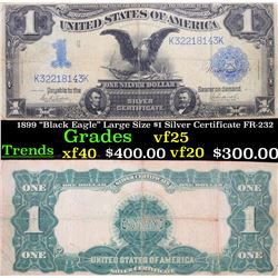 1899 "Black Eagle" Large Size $1 Silver Certificate FR-232 Grades vf+
