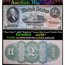 ***Auction Highlight*** **Star Note** 1869 Large Size Legal Tender Note Grades Choice AU/BU Slider+ 