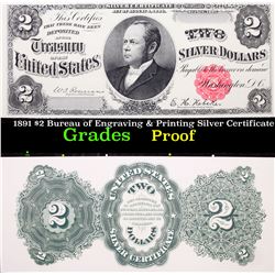 Proof 1891 $2 Bureau of Engraving & Printing Silver Certificate Grades Proof