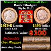 Image 1 : Mixed small cents 1c orig shotgun roll, 1919-d Wheat Cent, 1898 Indian Cent other end, McDonalds Wra