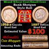 Image 1 : Mixed small cents 1c orig shotgun roll, 1919-s Wheat Cent, 1897 Indian Cent other end, McDonalds Wra