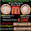 Image 1 : Mixed small cents 1c orig shotgun roll, 1919-s Wheat Cent, 1899 Indian Cent other end, McDonalds Wra