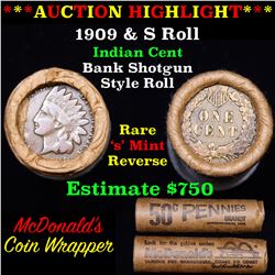 Indian cent 1c orig roll, 1909 end S other end